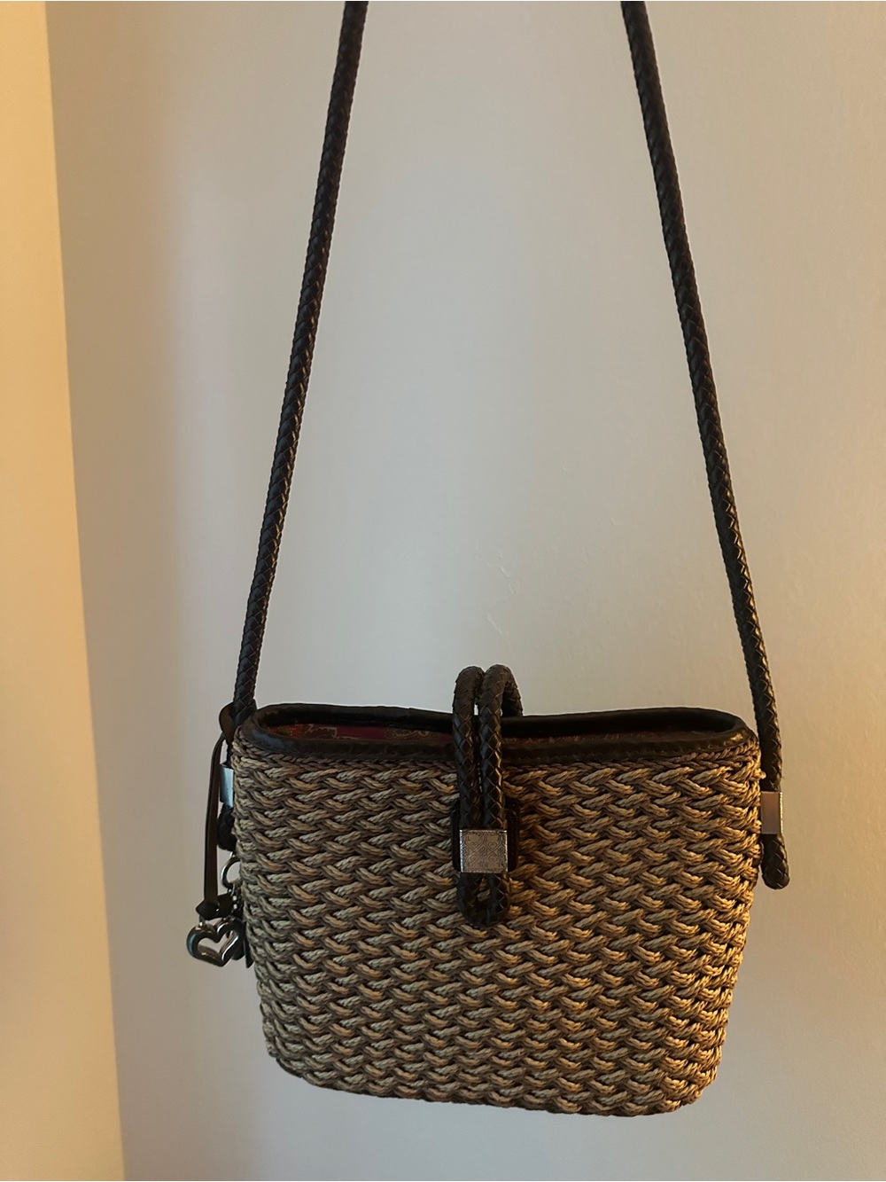 Brighton Braided Straw Crossbody Bag in Brown